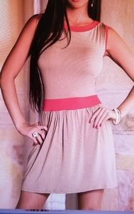 Coral and tan minidress